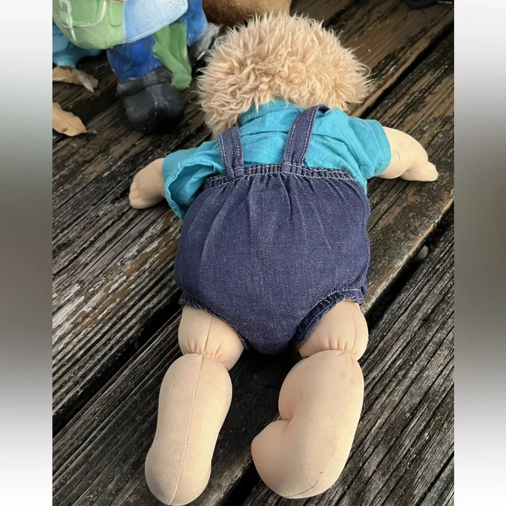 Cabbage Patch Kids Boy Blonde Blue Eyes Freckles Dimples Overalls Vintage 80s